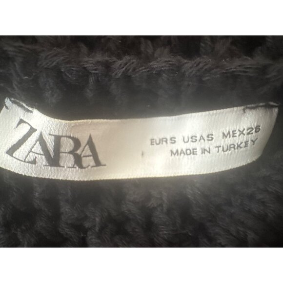 ZARA Black Small Crochet Knit Cotton Tank Top With Adjustable Tie Straps - Picture 3 of 12